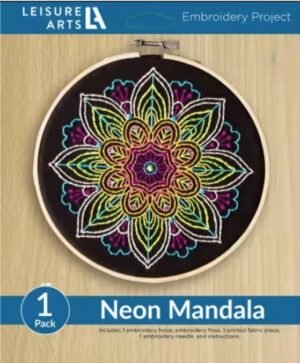 Leisure Arts Kit Embroidery 6in Neon Mandala