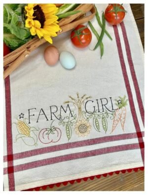 Farm Girl Embroidery Dishtowel Kit