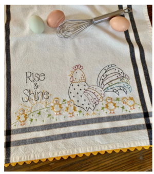 Rise and Shine Embroidery Dishtowel Kit